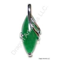 Chinese Green Jade Silver Pendant of Pleasure
