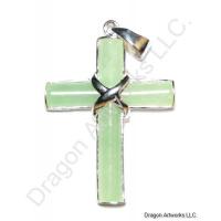 Silver Jade Cross Pendant of Loyalty