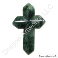 Dark Green Jade Cross Pendant of Health