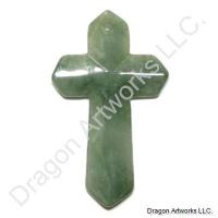 Dark Green Jade Cross Pendant of Blessings