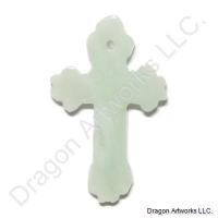 Whitish Green Carved Jade Cross Pendant of Perfection