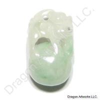 White Green Jade Lion Ball Pendant of Wealth