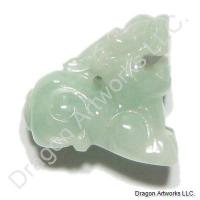 Carved Jade Roaring Lion Pendant
