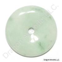 Shimmering Light Green Jade Pi Disc Pendant